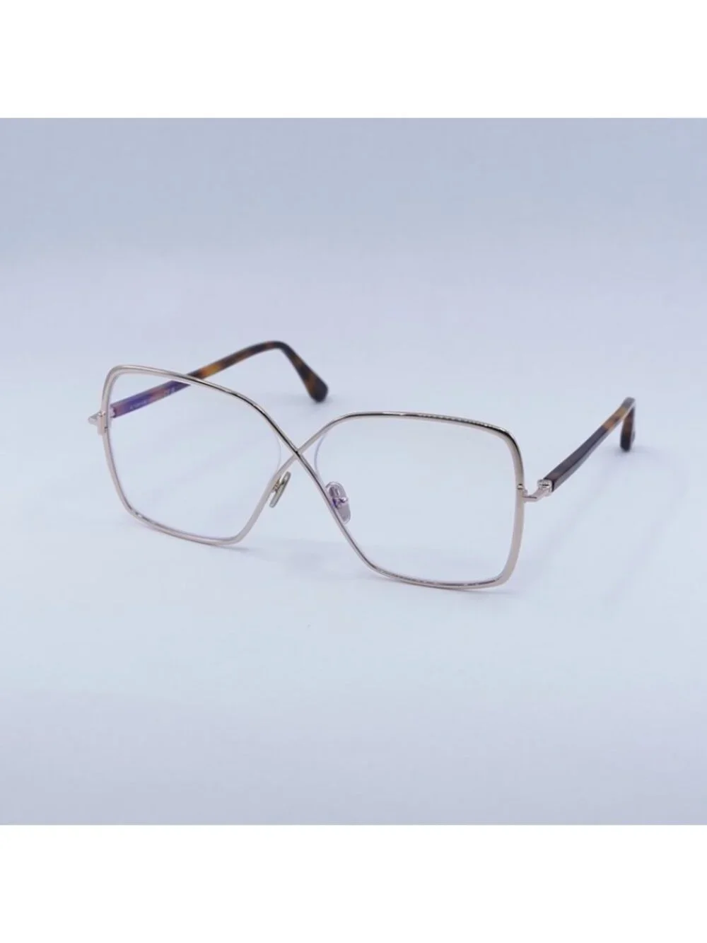 Tom Ford FT5841-B 028 Eyeglasses Gold 59mm Square Frame, Clear/Blue Lenses